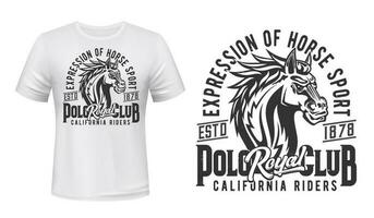 Stallion t-shirt, equestrian sport print mockup vector