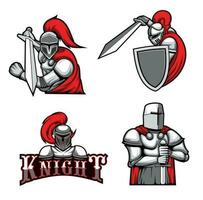 Medieval knights, heraldic mascots vector warriors