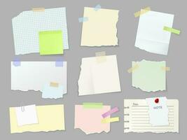 Paper notes, memo stickers and notepad messages vector