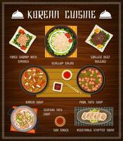 Korean food restaurant menu cover vector template