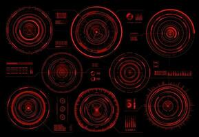 HUD interface red warning, danger circular panel vector