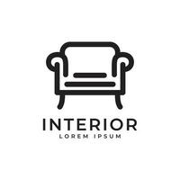 interior logo diseño hogar decoración sofá silla mueble concepto contorno estilo vector