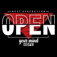 open your mind slogan text typography vector design