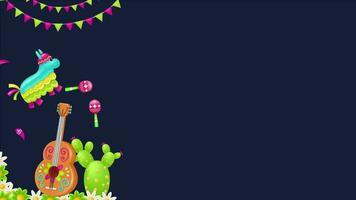 cinco de Mayo 3d Vektor Hintergrund Design. perfekt zum ein Mexikaner Feier mit Kaktus, Maracas Gitarre und Pinata Elemente. 4k Video Gruß Karte Rahmen
