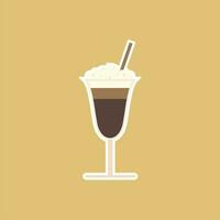 coffee float whipped cream flat design vector illustration