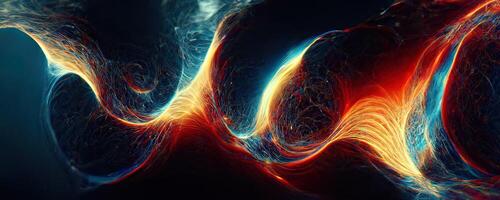 Illusion or dream, innovation or exploration, technology or sci fi. Physics quantum fluctuations 8k octane rendered ultra realistic. Digital art banner for game or movie. photo