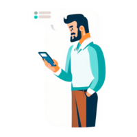 man holding phone png