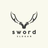 Sword Logo, War Weapon Line Simple Design, Vector, Symbol Template Icon vector