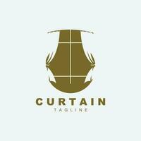 Home And Exhibition Curtain Logo Design, Building Decoration Vector Illustration