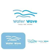 Water Wave Logo, Deep Sea Vector, Maritime Background Template Design vector