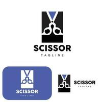 Scissors Logo, Cutting Tools Vector, Barbershop Razor Scissors Simple Design, Illustration Template Icon vector