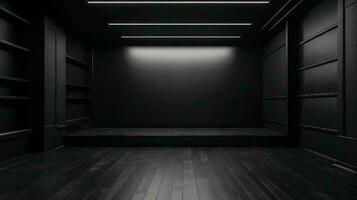 escuro quarto estabelecimento espantoso com inclinação dentro limpar quarto estúdio. video