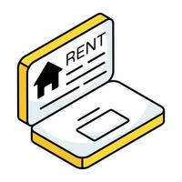 Conceptual flat design icon of online rent property vector