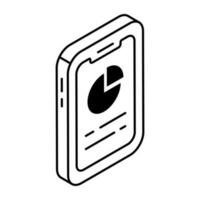 Editable design icon of mobile data analytics vector