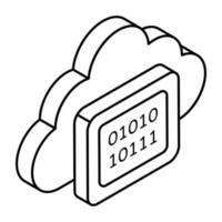 un único diseño icono de nube binario datos vector