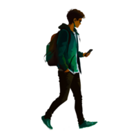 hombre caminando con móvil png