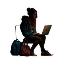 chica con laptop png