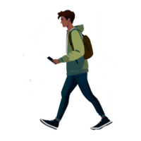 hombre caminando con móvil png