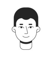 Front view good guy monochrome flat linear character head. Friendly looking short haired man. Editable outline hand drawn human face icon. 2D cartoon spot vector avatar illustration for animation