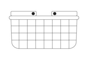 Wire grocery basket with handles monochrome flat vector object. Shopping. Editable black and white thin line icon. Simple cartoon clip art spot illustration for web graphic design and animation