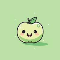 Cute kawaii apple chibi mascot vector cartoon style