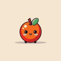 Cute kawaii apple chibi mascot vector cartoon style