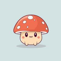 Cute kawaii mushroom chibi mascot vector cartoon style