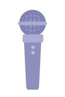 Handheld wireless microphone semi flat color vector object. Karaoke mic for singing. Editable icon. Full sized element on white. Simple cartoon spot illustration for web graphic design and animation