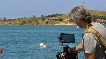 mar de praia Porto e mar tiroteio cinegrafista video