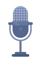 Podcasting microphone semi flat color vector object. Audio recording device. Editable icon. Full sized element on white. Simple cartoon style spot illustration for web graphic design and animation