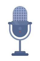 Podcasting microphone semi flat color vector object. Audio recording device. Editable icon. Full sized element on white. Simple cartoon style spot illustration for web graphic design and animation