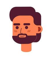 Optimistic bearded man semi flat vector character head. Smiling guy with long facial hair. Editable cartoon avatar icon. Face emotion. Colorful spot illustration for web graphic design and animation