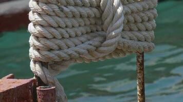 Knotted and Wrapped Boat Rope at the Seaside video