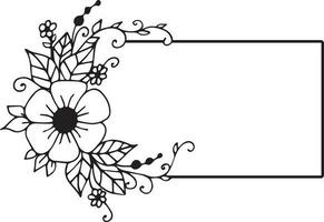 Floral Square Linear Frame vector