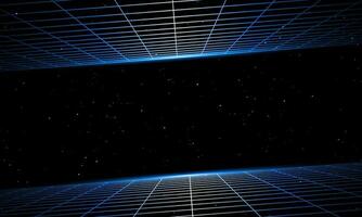 Retro Wave 3D Grid in space vector