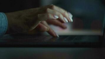 Woman typing on a computer keyboard at home office, monitor with a green screen. Chroma key. Copy Space. Concept of remote work. video