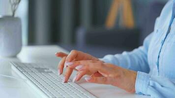 Female hands typing on a computer keyboard. Concept of remote work video