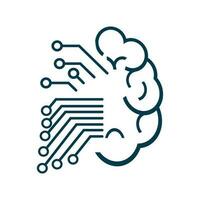 Artificial intelligent brain controling system of AI and chip technology sym for UI of wep, app, vector illustration