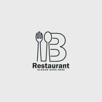 restaurant logo minimalist,letter b logo with spoon and fork symbol vector