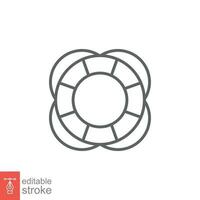 Lifebuoy icon. Simple outline style. Thin line symbol. SOS ring, life buoy, lifesaver, boat safety, rescue concept. Vector illustration design isolated on white background. Editable stroke EPS 10.