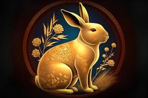 Chinse Illustration Commemorating the Year of the Rabbit - . photo