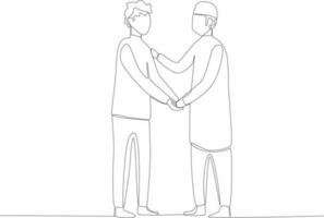 Two Muslims shaking hands vector