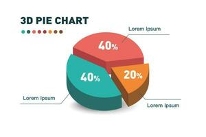 3d pie chart three pieces.Infographic isometric puzzle circular template.report, business analytics, data vector