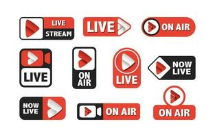 Live Stream Badges Set Design vector