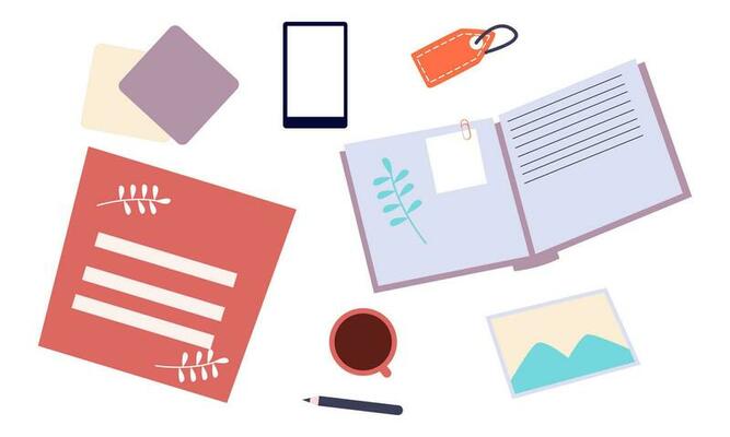 Paper notebooks, notepads, diaries, planners, organizers set vector
