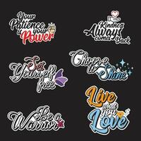 Typography lettering productivity sticker design pack vector