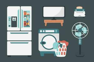 Home appliances. Set of household electronics vector illustration.