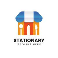 Stationery store flat logo vector template design