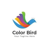 color pájaro logo vector tamplate con degradado vistoso estilo