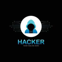 Creative hacker character logo design vector template